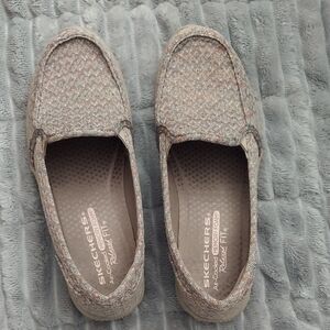 Skechers Slip-On Loafers in Rose Metallic Glitter